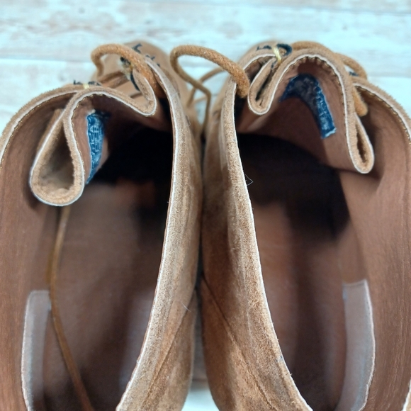 Nautica Suede Like Wedge Heel Ankle Boots Bootie Lace Up Shoes Tan Size 8 - Picture 6 of 9